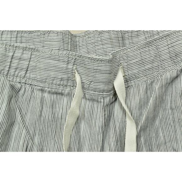 Lane Bryant Plus Size 26/28 Gray Stripe Linen Blend Pull On Capri Drawstring NEW - Picture 4 of 8